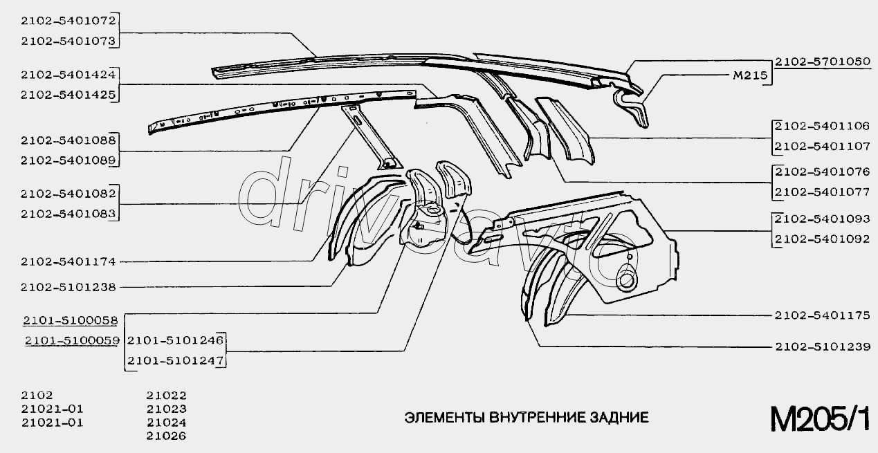 Элементы внутренние задние