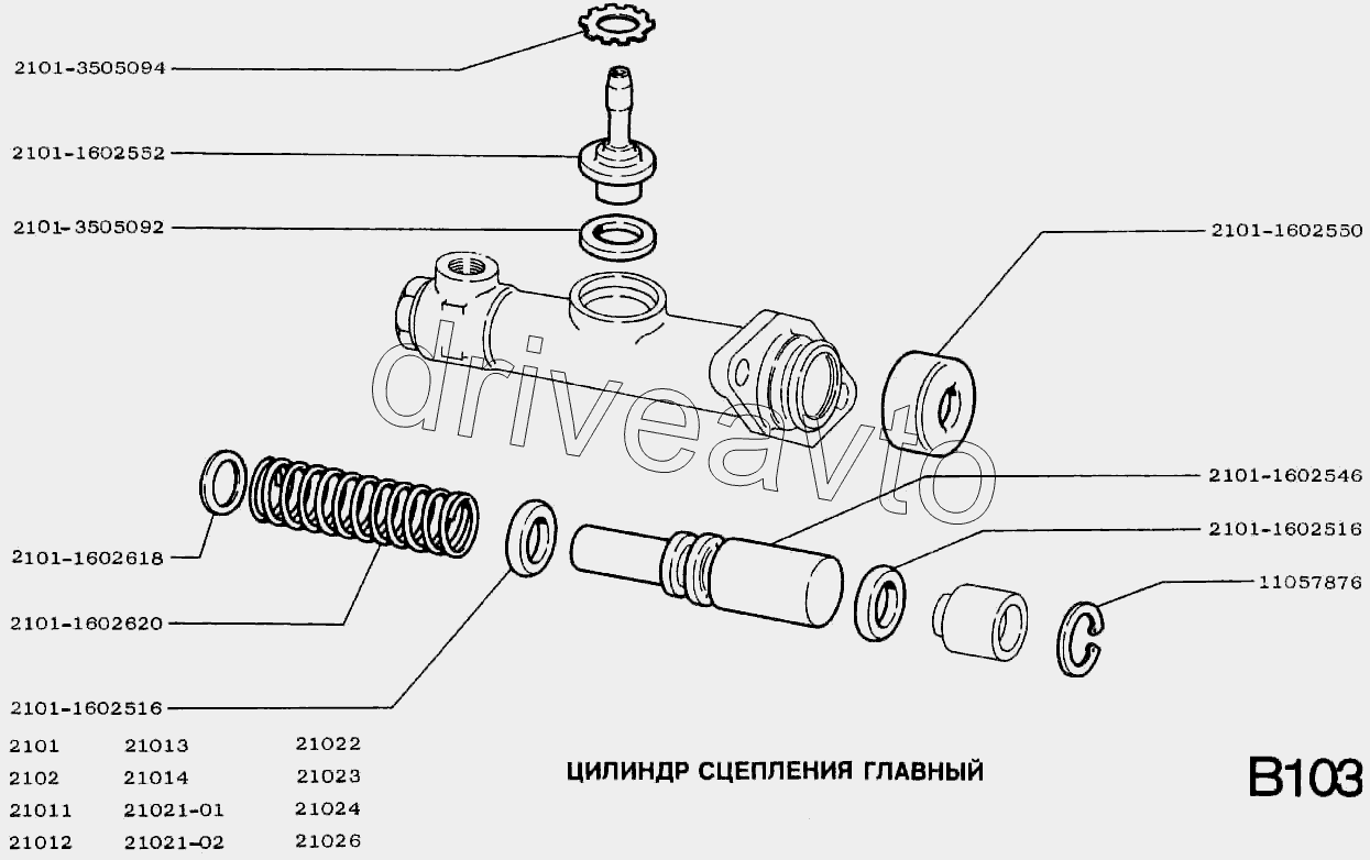 Главный цилиндр сцепления схема