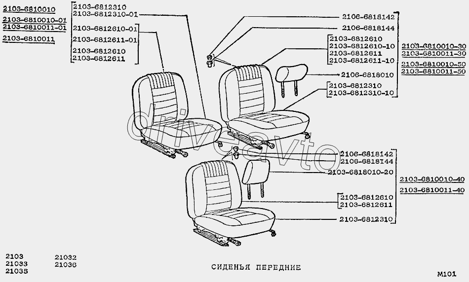Сиденья передние