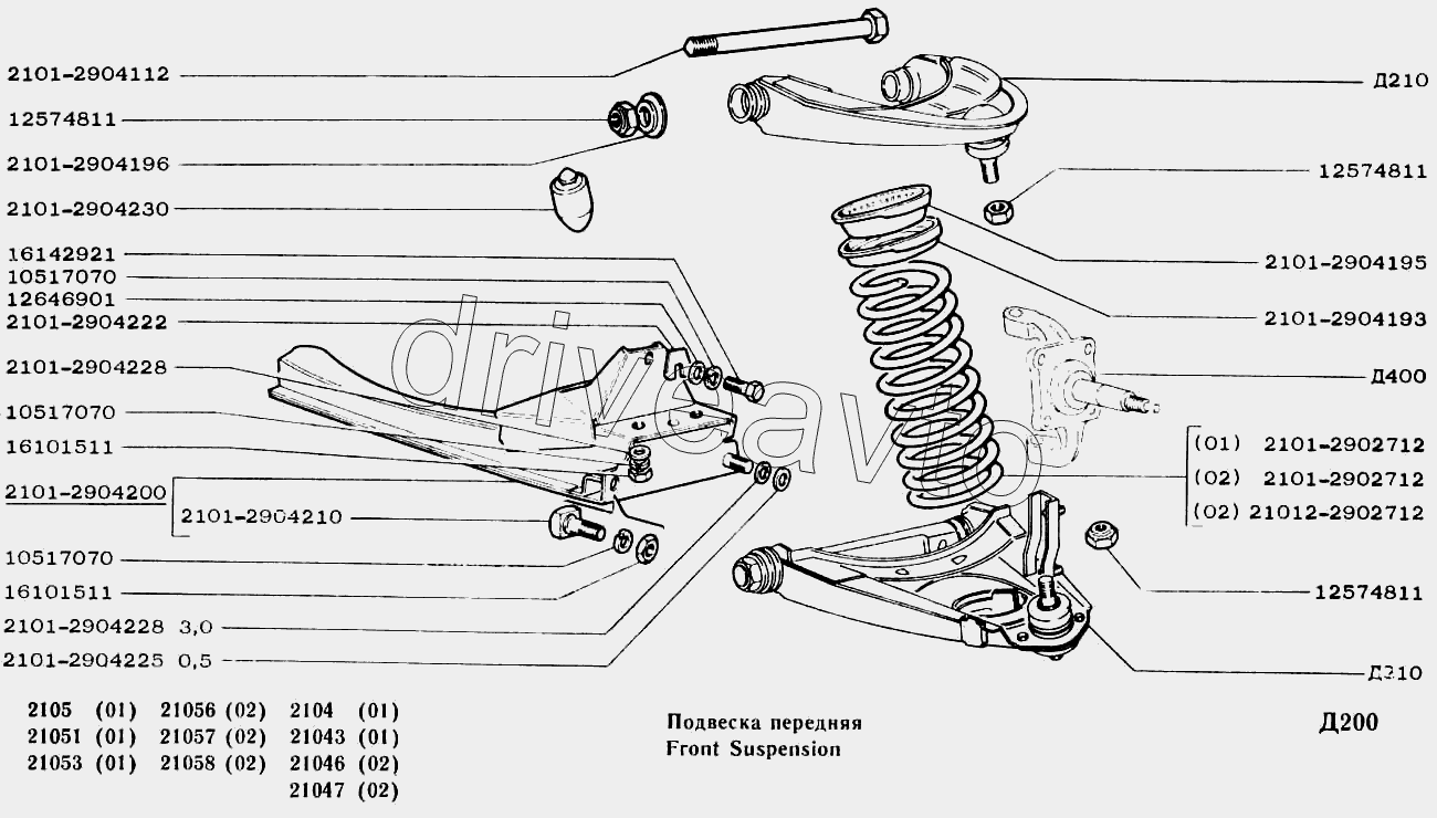 Подвеска ваз 2101 схема
