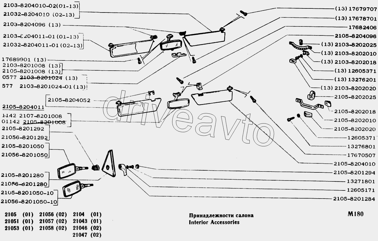 Принадлежности салона