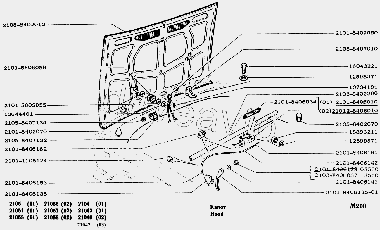 Замок капота ваз 2107 схема