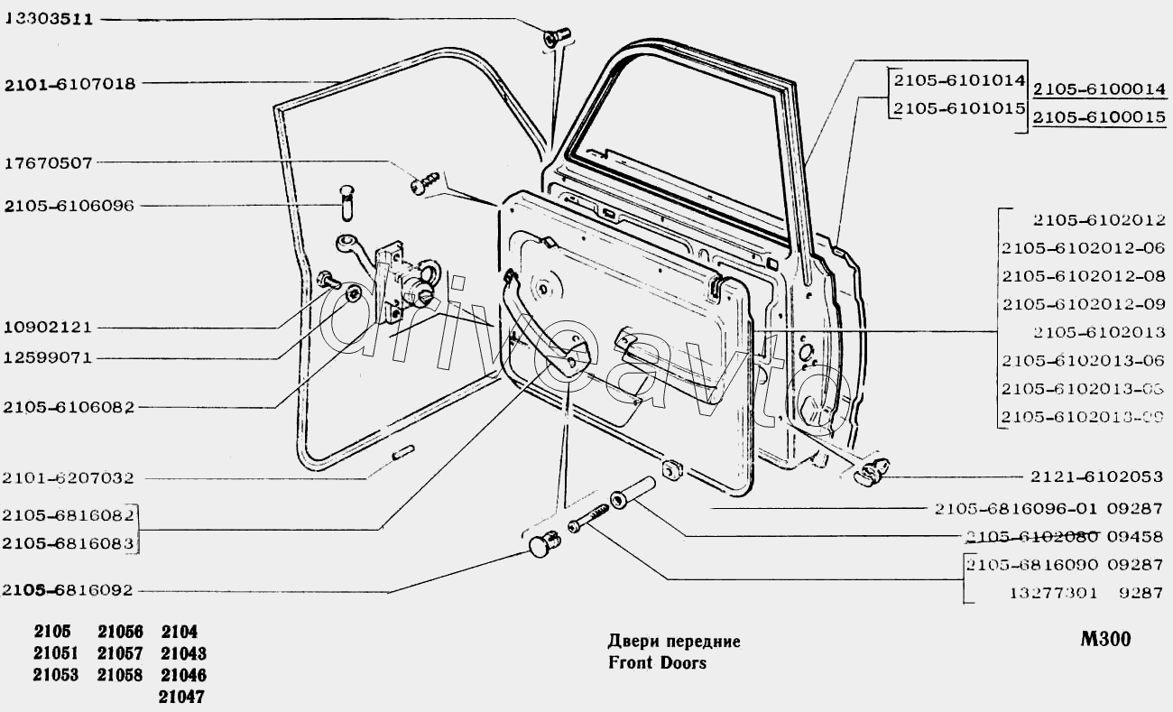 Схема передней двери ваз 2107