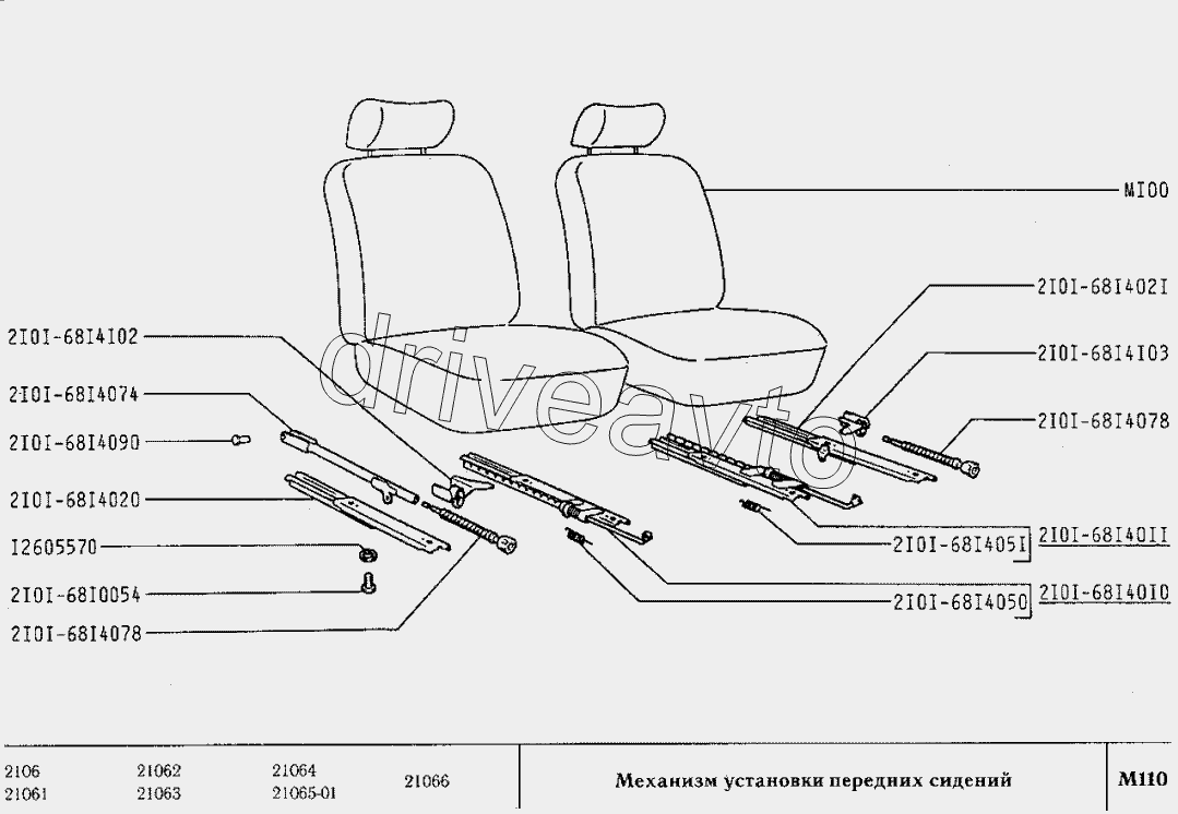 Механизм установки передних сидений