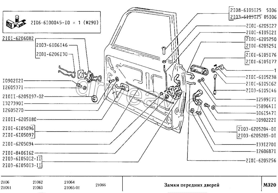 Замки передних дверей