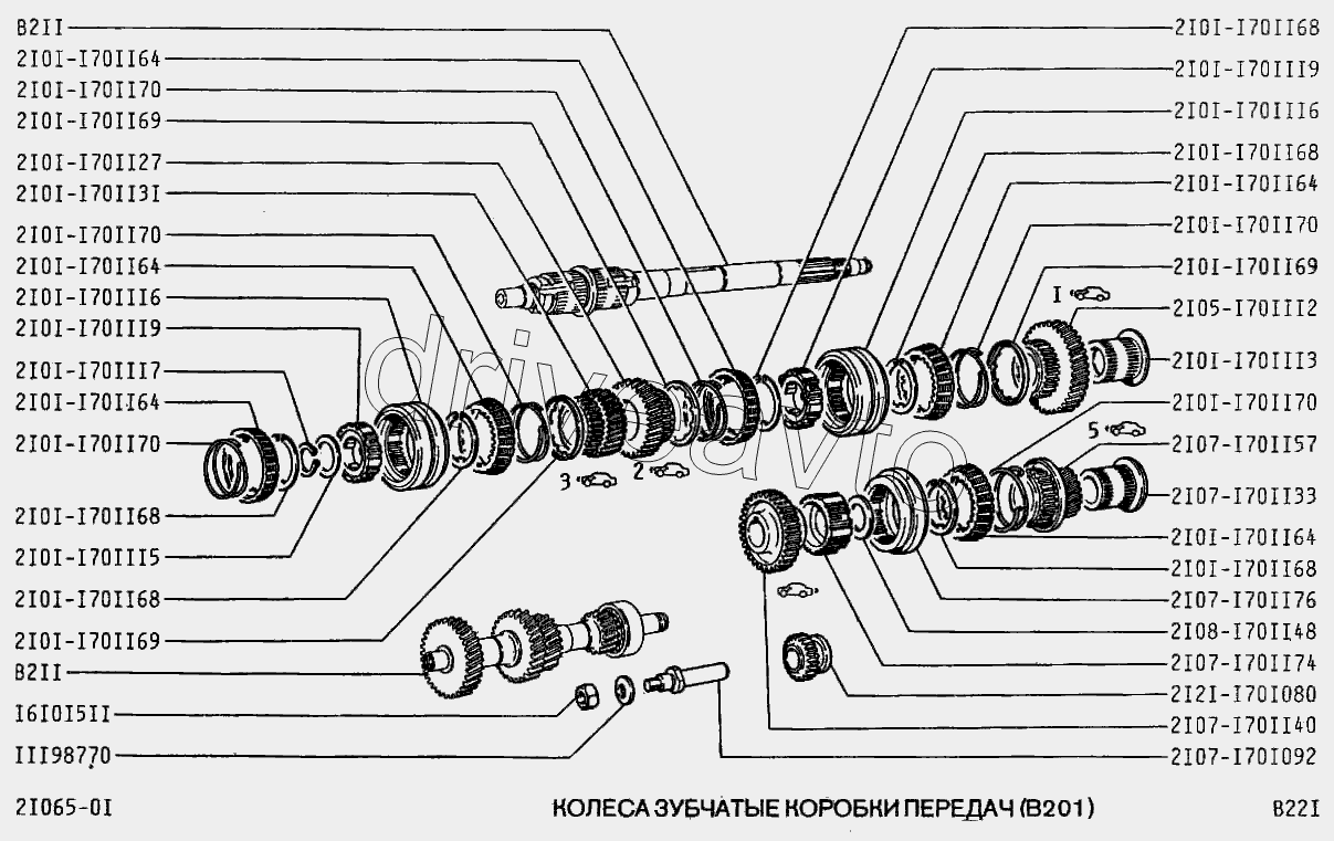 Схема кпп ваз 2108 5 ступка