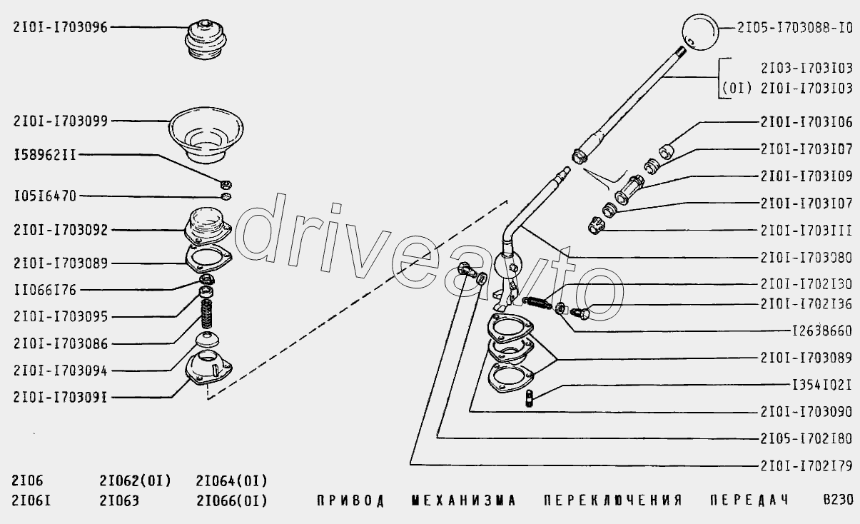 Привод механизма переключения передач