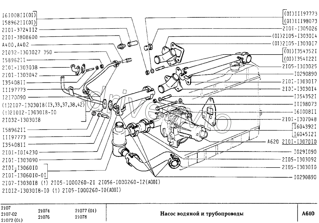 Насос водяной и трубопроводы