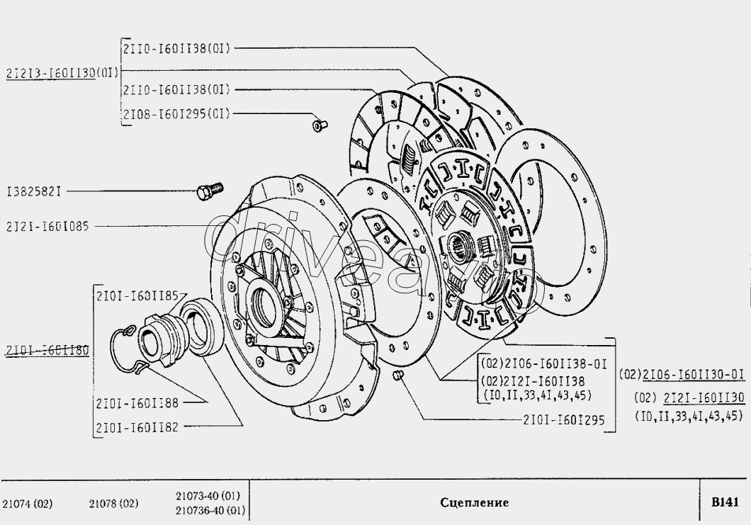 Сцепление (вариант исполнения 10, 11, 33, 41, 43, 45)