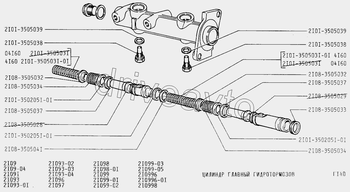 Цилиндр главный гидротормозов