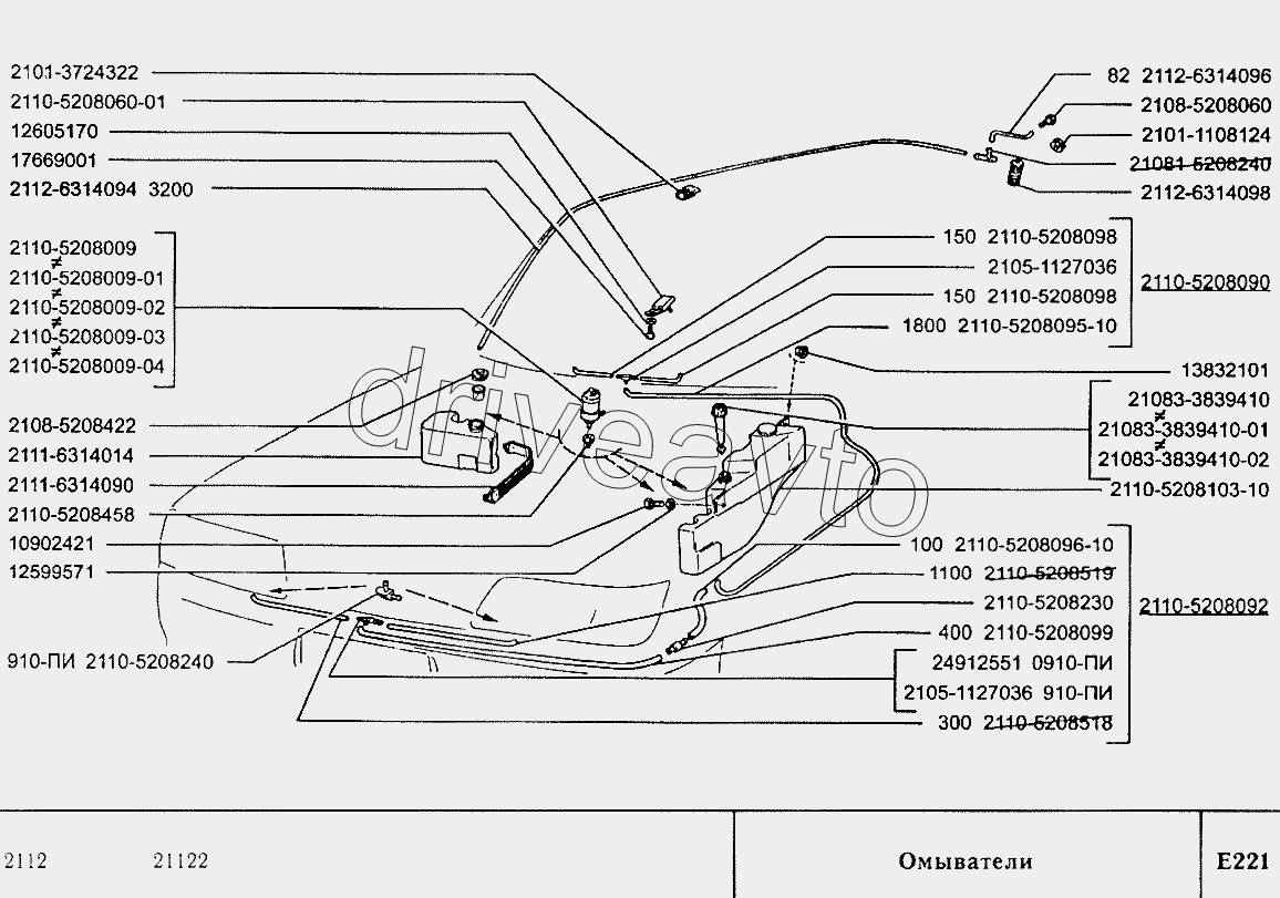 Схема омывателя лобового стекла ваз 2110