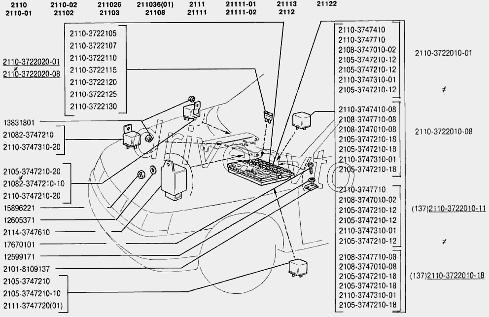Ваз 2112 схема предохранителей и реле