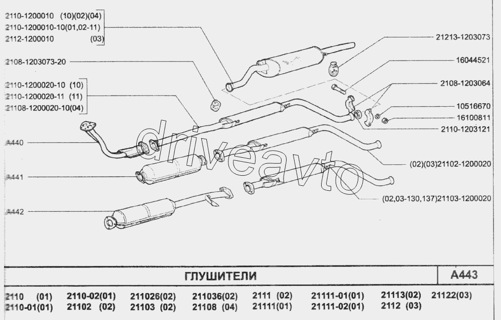 Выхлопная система 2111 схема