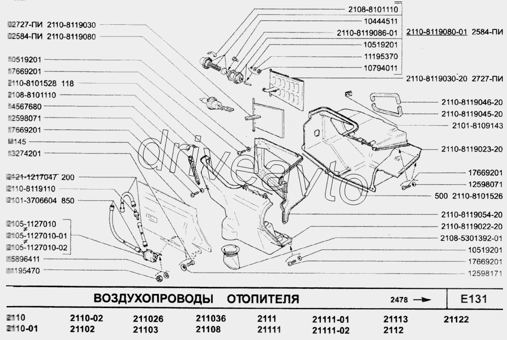 Воздухопроводы отопителя