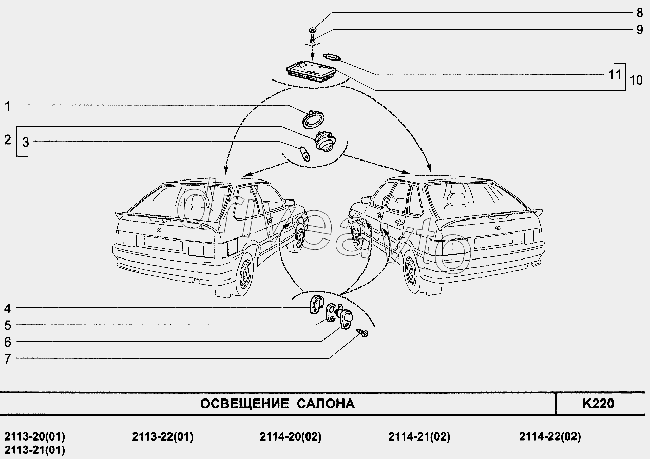 Освещение салона