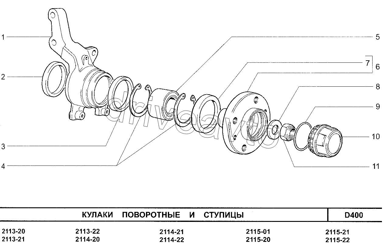 Схема передней ступицы ваз 2114