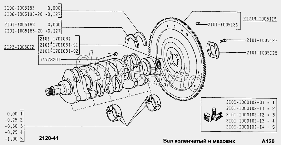 Вал коленчатый и маховик