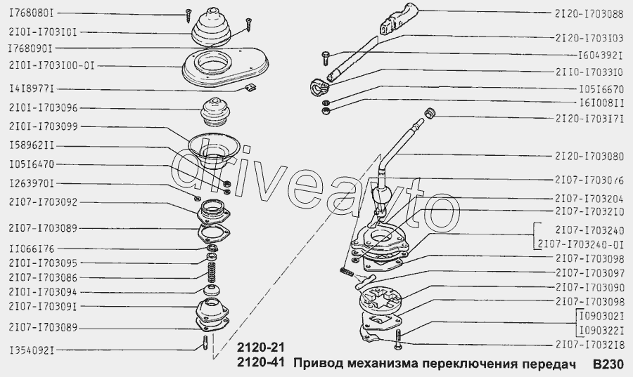 Привод механизма переключения передач