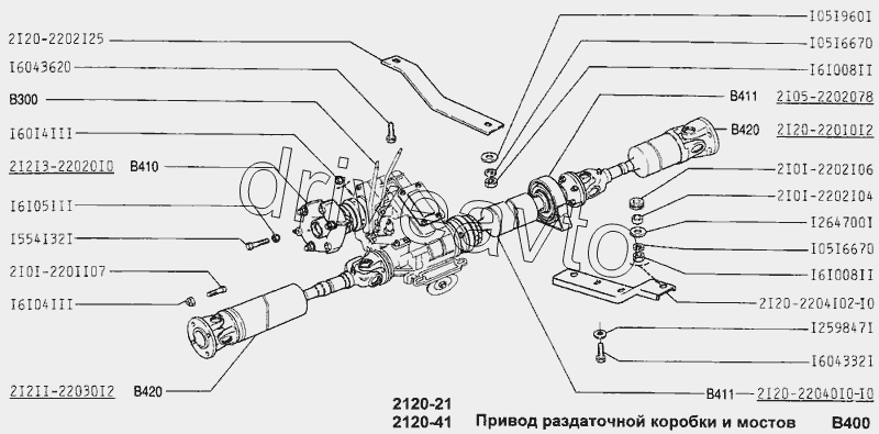 Привод раздаточной коробки и мостов