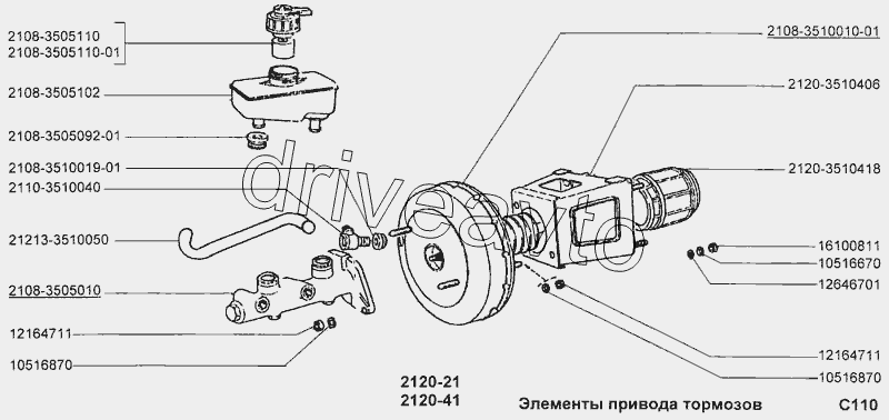 Элементы привода тормозов