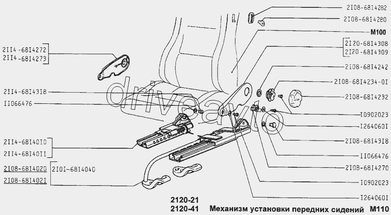 Механизм установки передних сидений