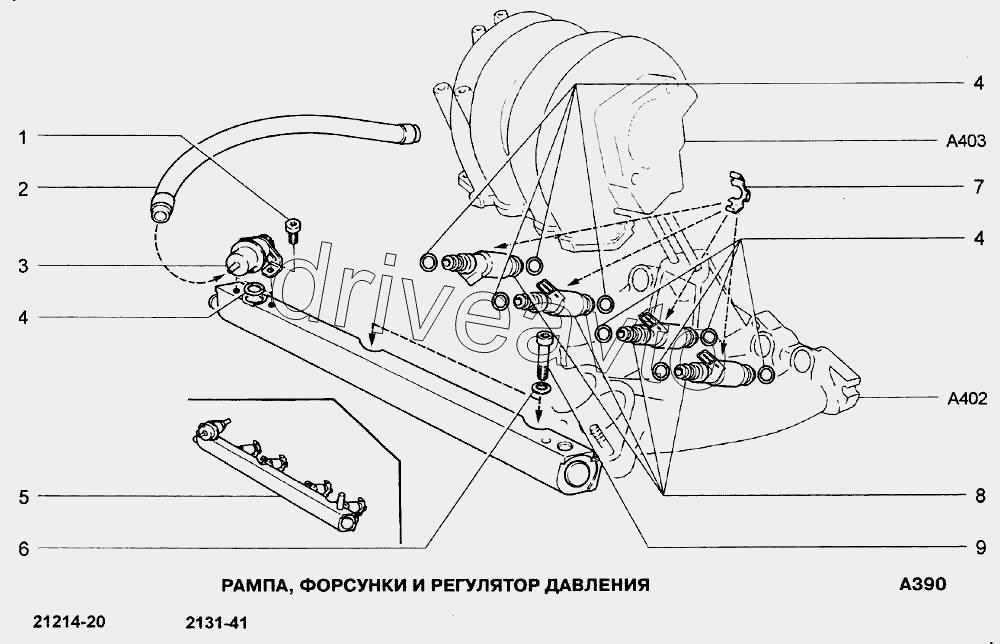 Рампа,форсунки и регулятор давления