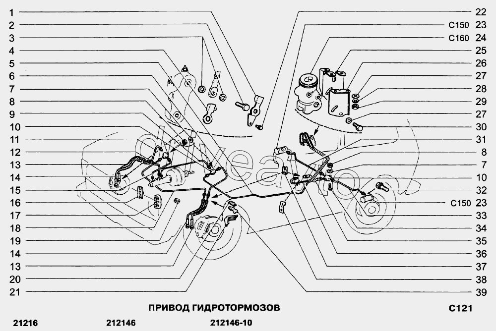 Схема тормозов 21213