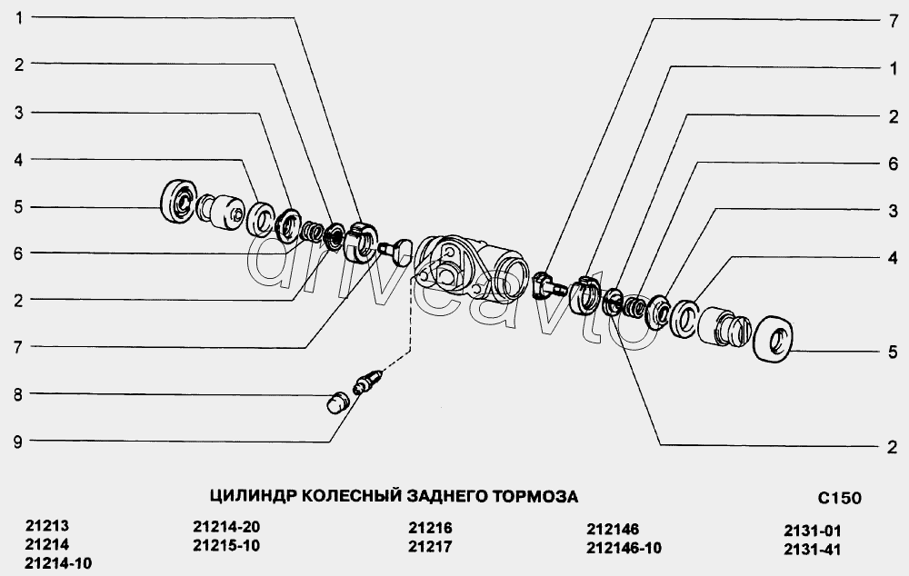 Схема главного тормозного цилиндра нива