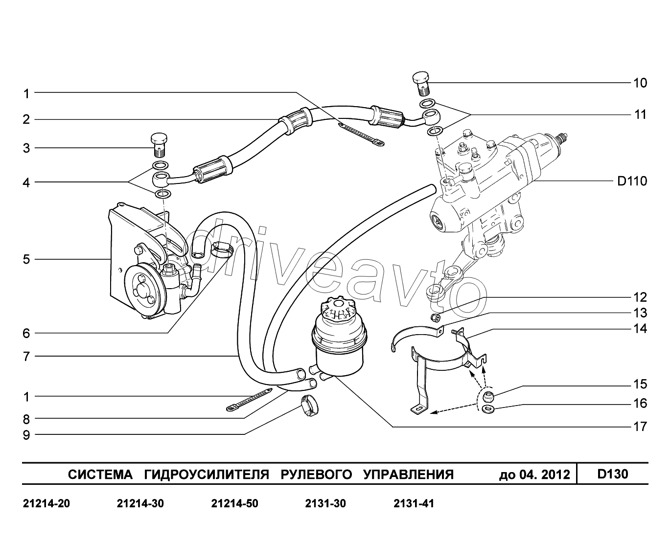D130. Система гидроусилителя рулевого управления до 04.2012