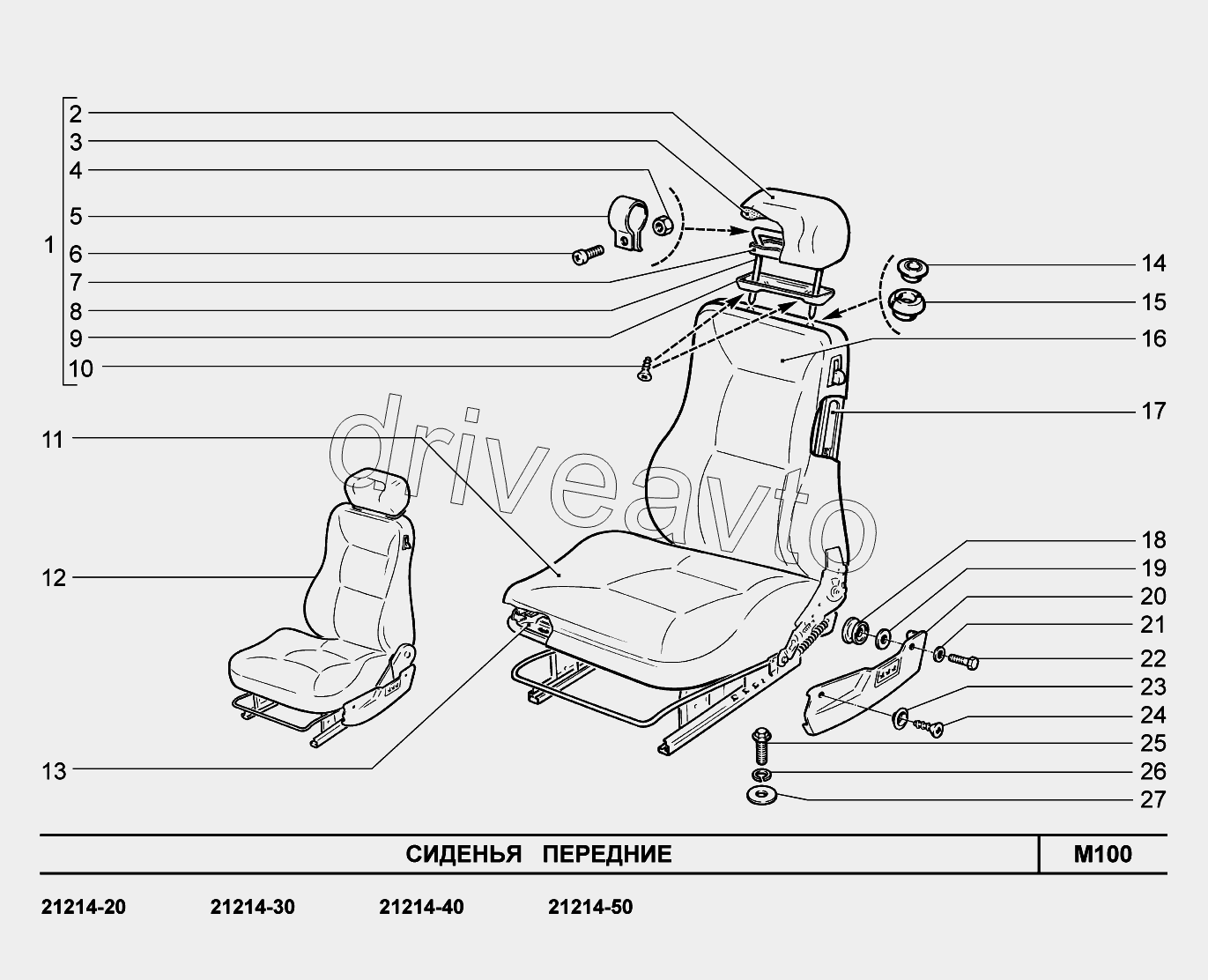 M100. Сиденья передние