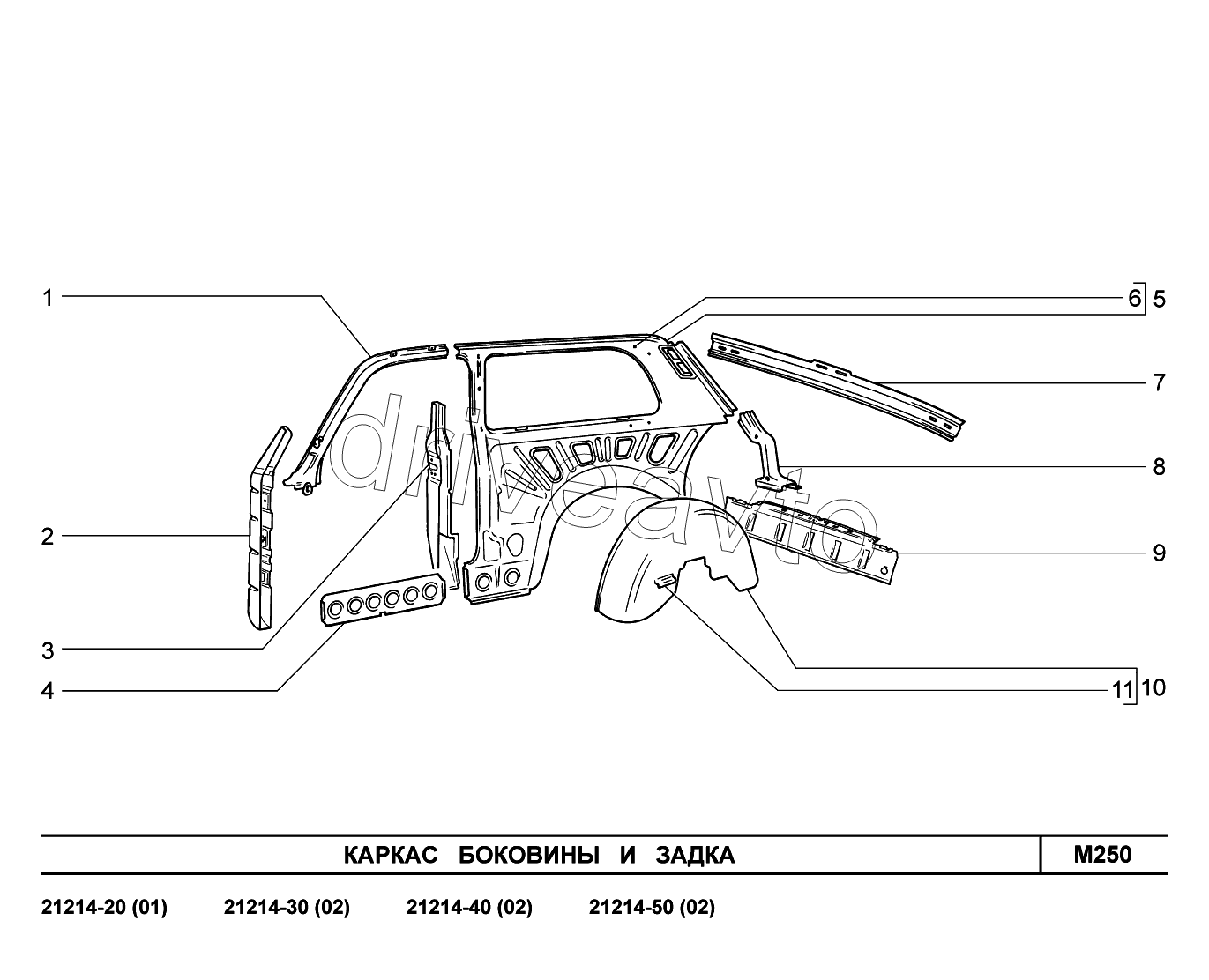 M250. Каркас боковины и задка