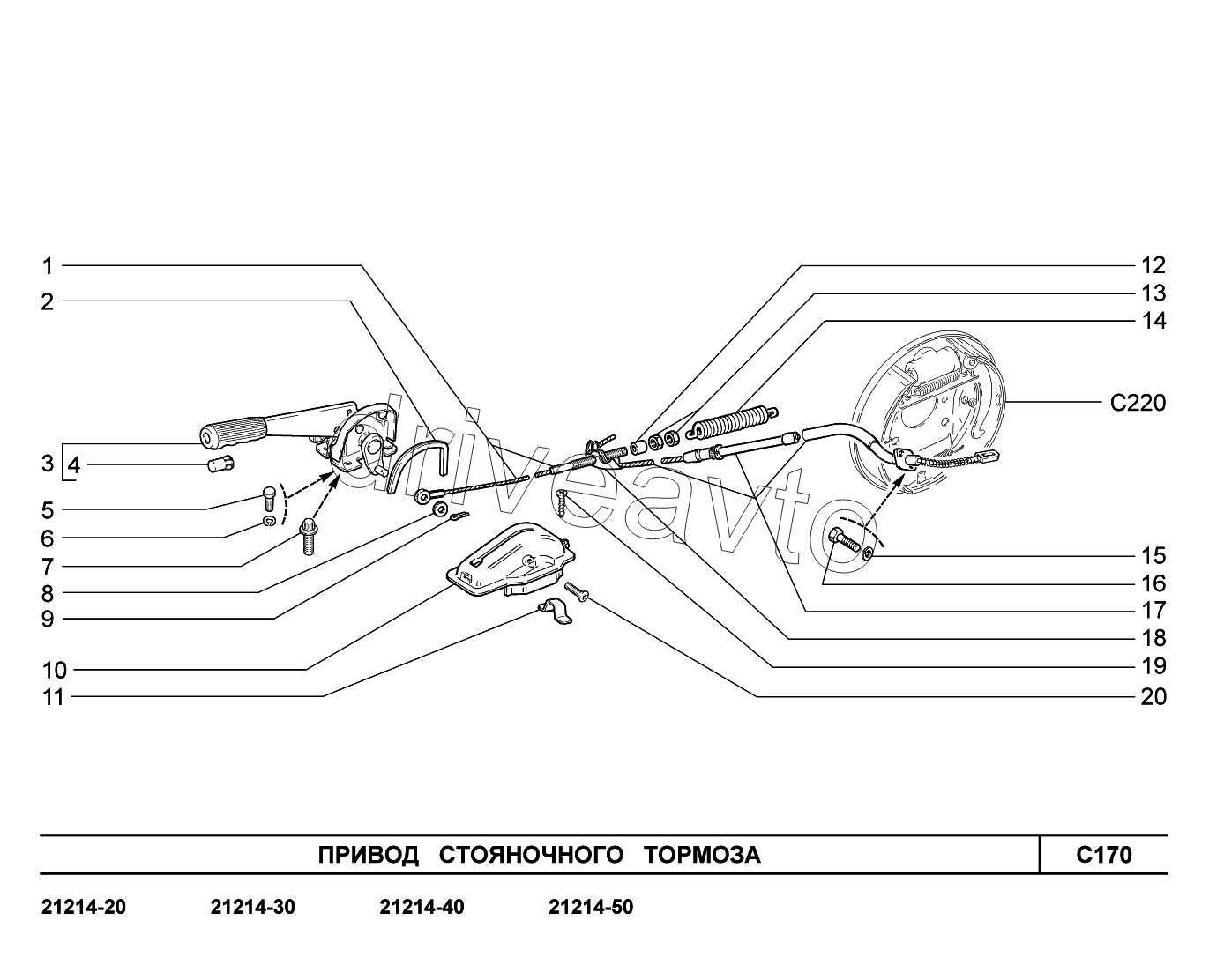 C170. Привод стояночного тормоза