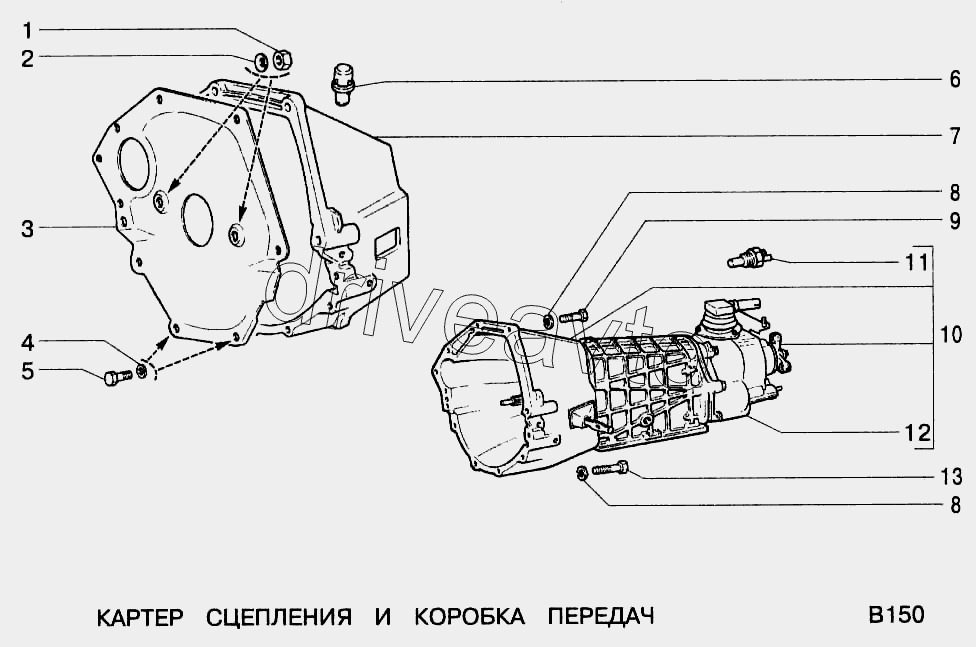 Картер сцепления и коробка передач