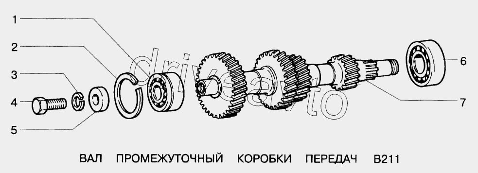 Вал промежуточный коробки передач