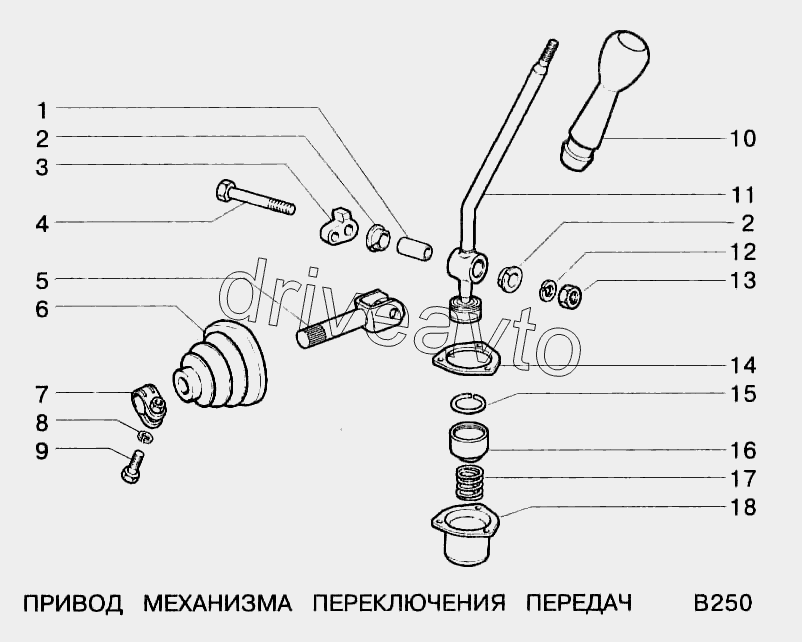 Привод механизма переключения передач