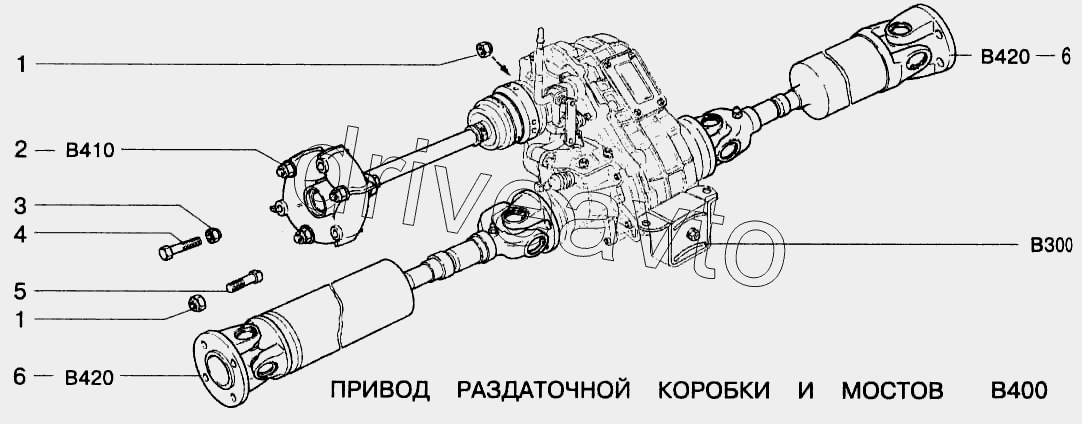 Привод раздаточной коробки и мостов