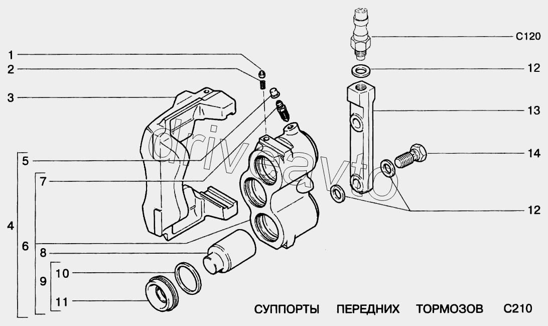 Суппорты передних тормозов