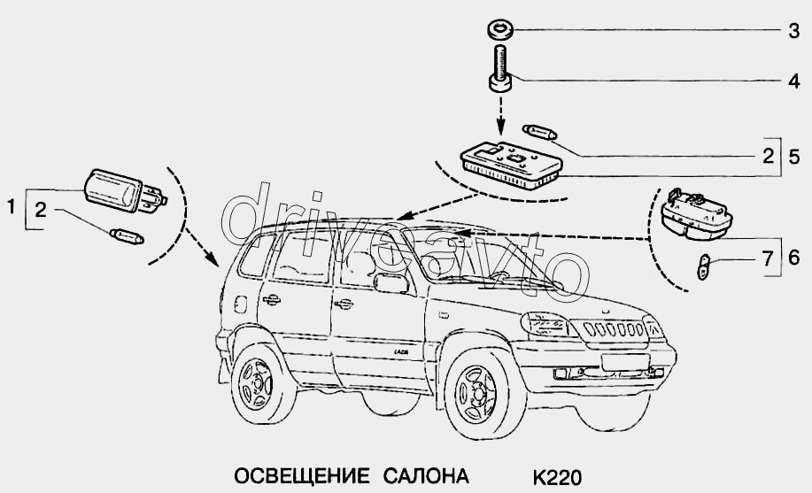 Освещение салона