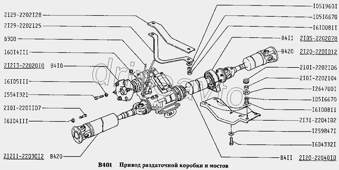 Привод раздаточной коробки и мостов