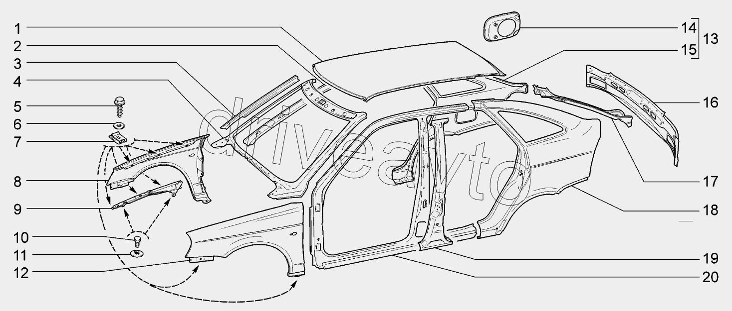 Кузовные детали Приора универсал 2170. ВАЗ 2170 чертеж кузова. Кузов 2170 схема.