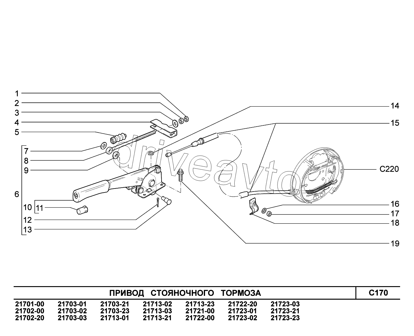 C170. Привод стояночного тормоза