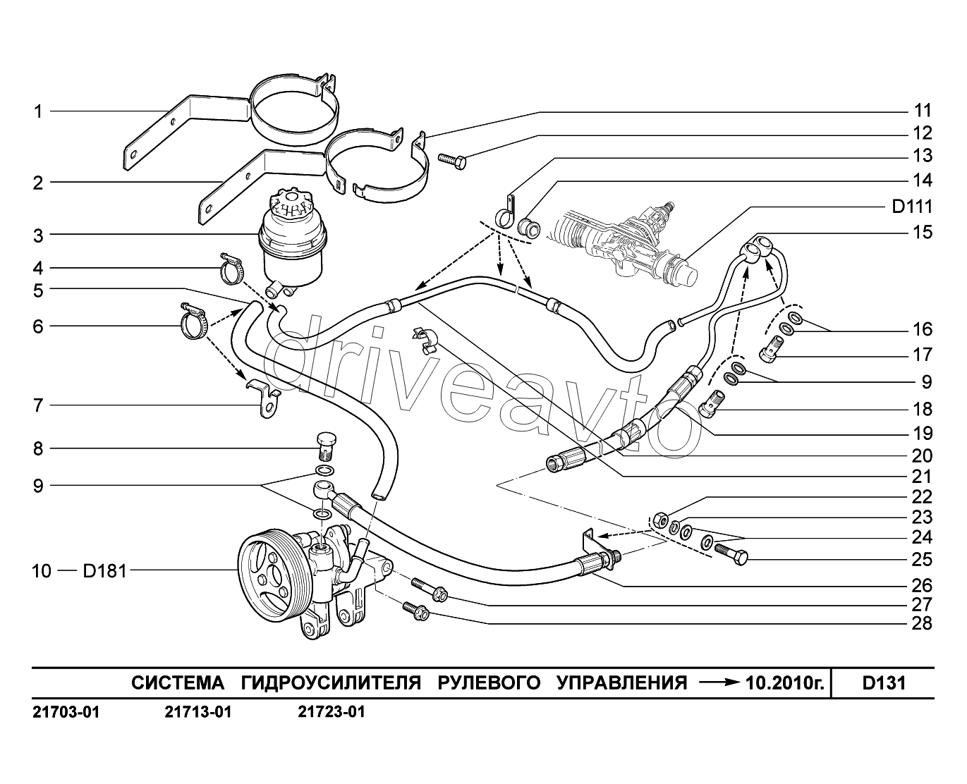 D131. Система гидроусилителя рулевого управления до 10.2010