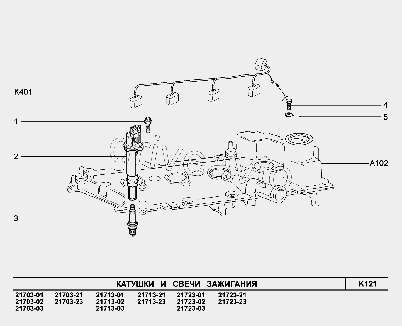 K121. Катушка и свечи зажигания