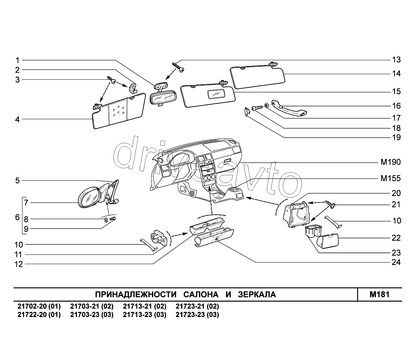 M181. Принадлежности салона и зеркала