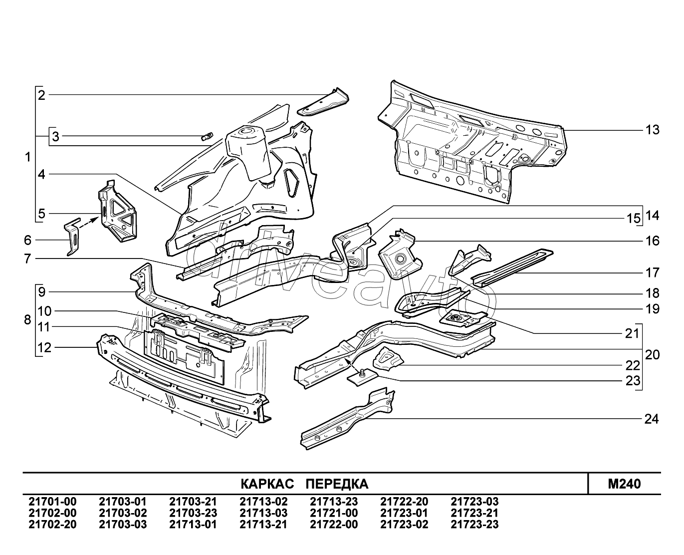 M240. Каркас передка