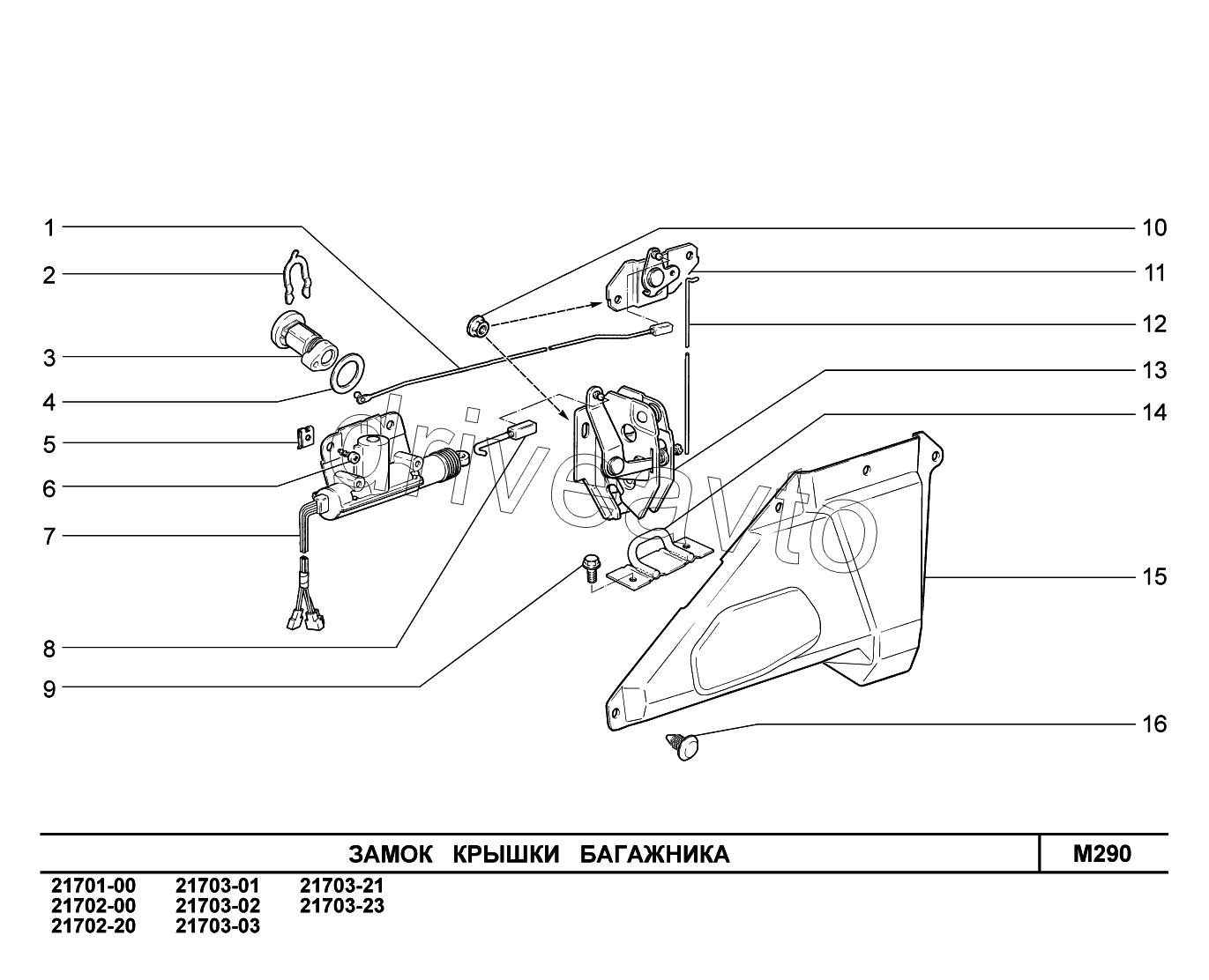 M290. Замок крышки багажника