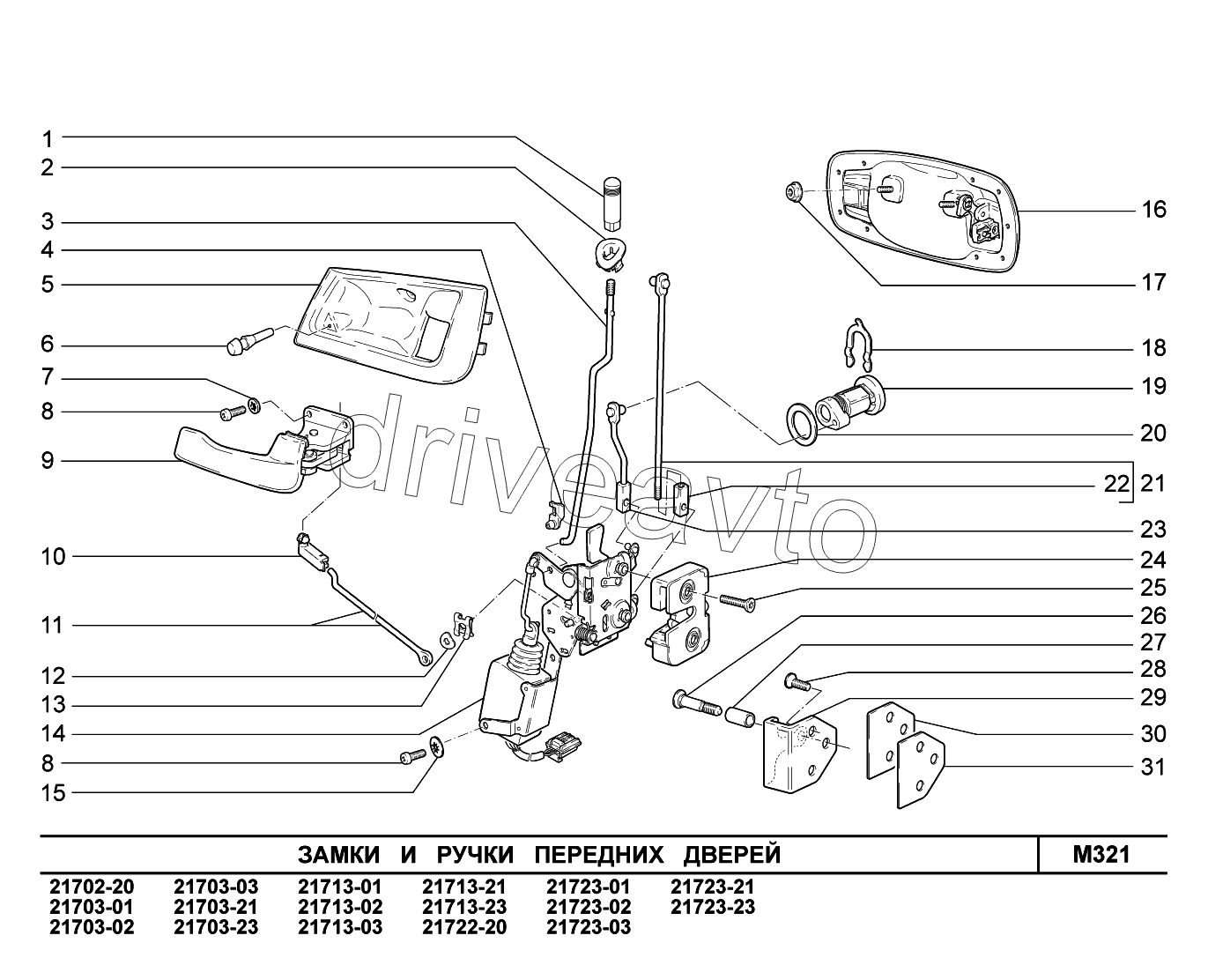 M321. Замки и ручки передних дверей