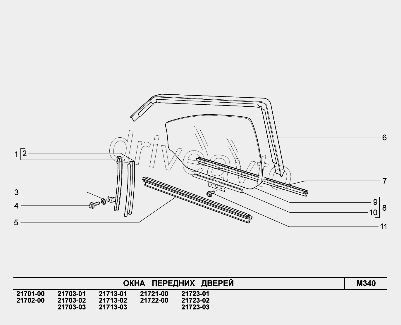 M340. Окна передних дверей