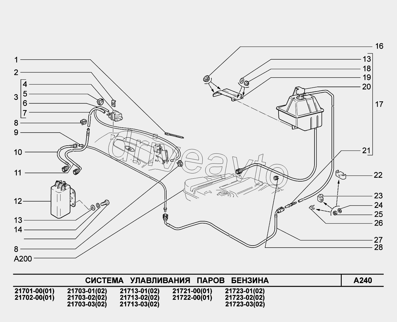 A240. Система улавливания паров бензина