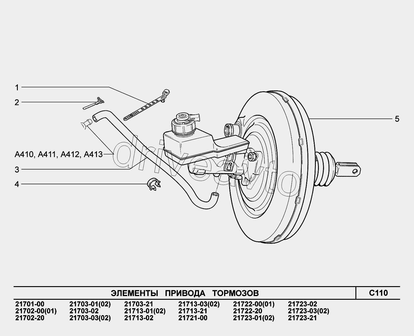 C110. Элементы привода тормозов